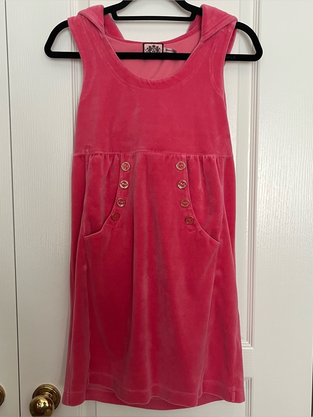 Vintage Juicy Couture Pink Babydoll Velour Hooded Beach Mini Dress🎀🎀